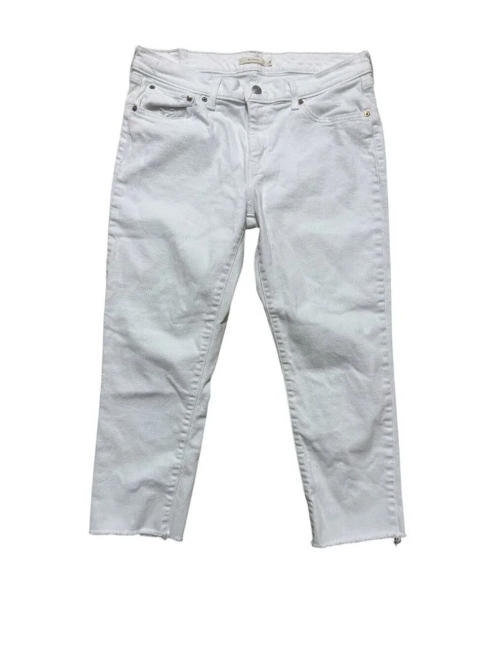 Levi’s Boyfriend Jeans White Raw Hem Stretch Denim Women’s 31